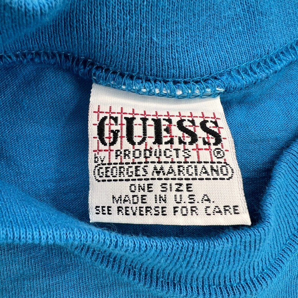 VTG 90s Guess Georges Marciano USA Script Logo Tee Men L/XL‎ Blue Single Stitch - Picture 4 of 9